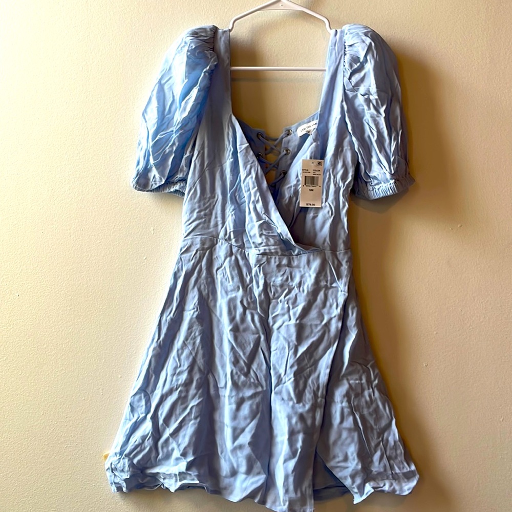 Baby blue puffed sleeve Lani the Label dress sz S